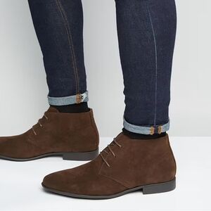 NWOT Men's ASOS Design Chukka Boots in Brown Faux Suede